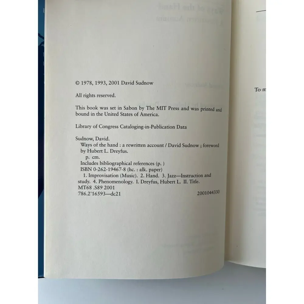 David Sudnow The Ways Of The Hand Set Of 2 Books Keyboard Piano